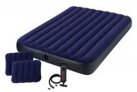Набор: Матрас флокированный DURA-BEAM SERIES CLASSIC DOWNY, 152х203х25см +2 подушки+насос INTEX 64765
